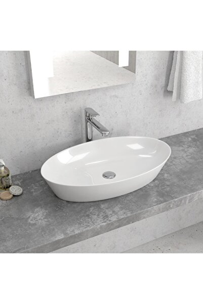 Karag LT1132 Νιπτήρας Επικαθήμενος Λευκό Πορσελάνη 61x36,5x12cm