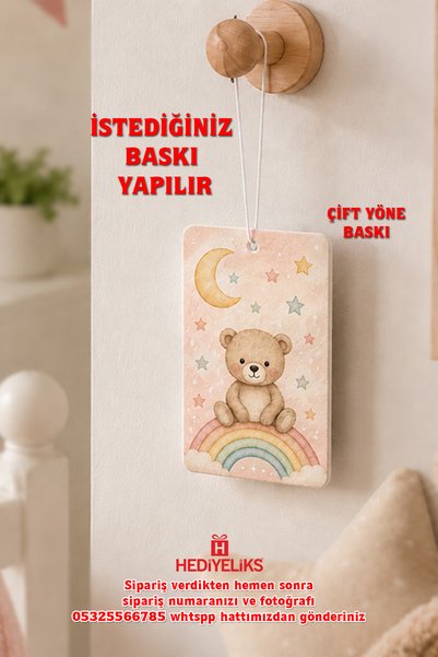 HEDİYELİKS Dikdörtgen Araç Kokusu & Araba Süsü & Oda Kokusu Kişiye Özel Baskılı