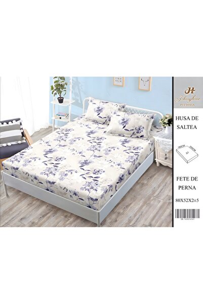 naniland.ro Husă de Pat Bumbac Satinat 2 Persoane 3 Piese cu Elastic 160x200 ...