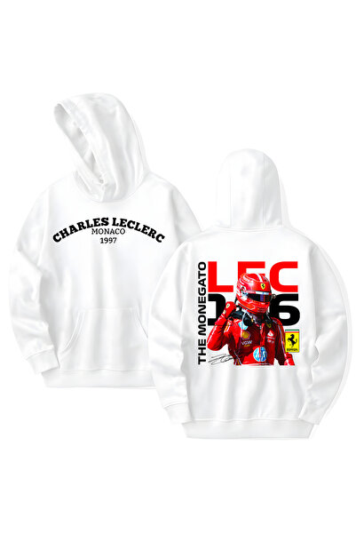 STİL-X Charles Leclerc Printed Cotton Long Sleeve Hooded Sweatshirt with 3 Th...