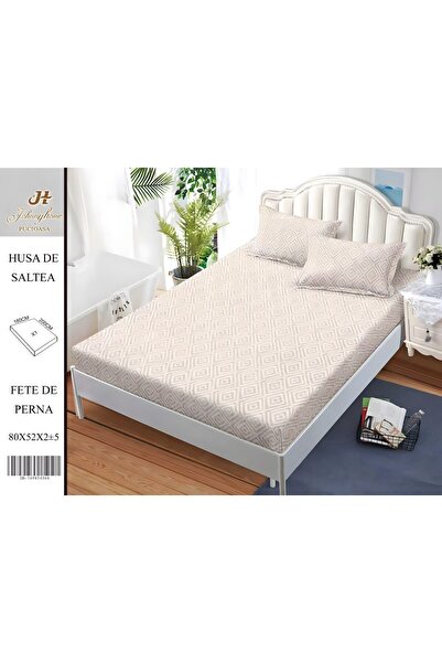 PlayFun Husă de Pat Bumbac Satinat 2 Persoane 3 Piese cu Elastic 180x200 cm, ...