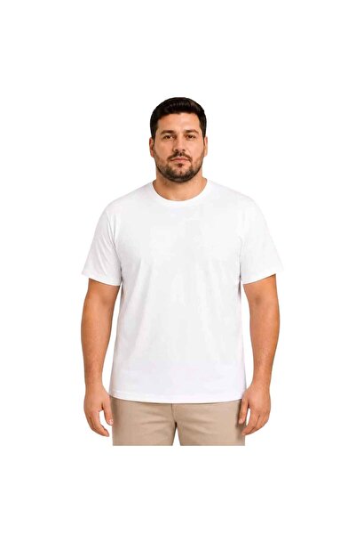 Barinoska Women's Men's Oversized Big Size Basic T-Shirt White Crew Neck Shor...
