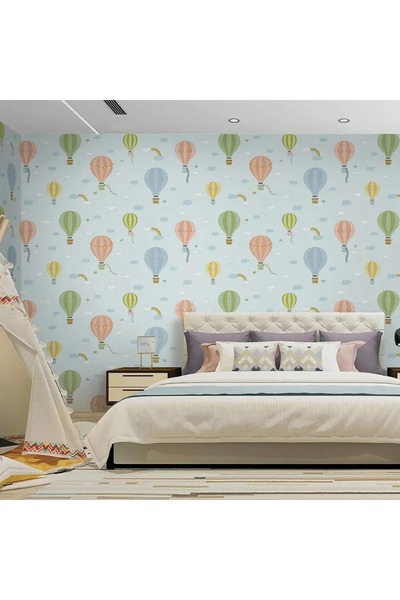 Adawall Gökyüzünde Bulutlar, Uçak Balonlar ve Gökkuşağı Temalı Duvar Kağıdı -...