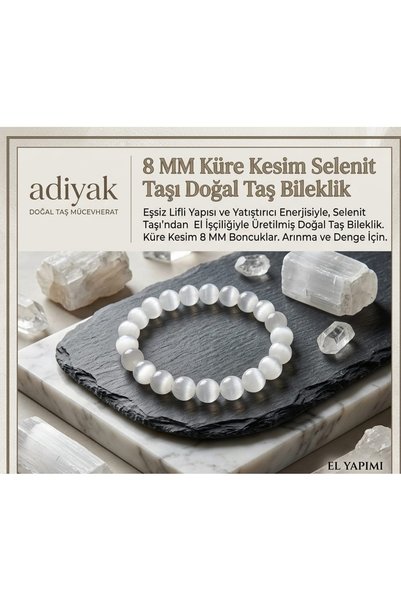 adiyak Aurası Yüksek A++ Kalite Selenit Taşı Enerji ve Arınma Bilekliği
