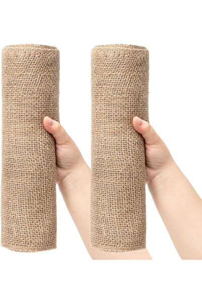 Home Zone Natural Burlap Fabric Roll, 5 Yards Long, 48 cm Wide, 2 Pcs for Dec...