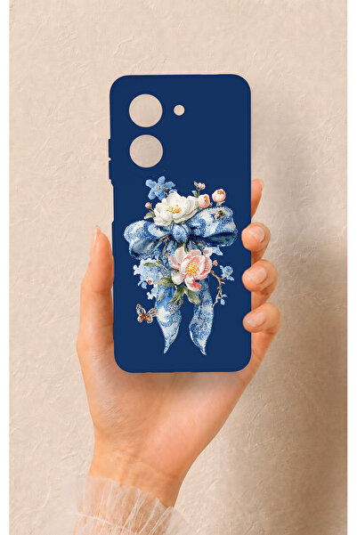 Vip Case Redmi A5 Uyumlu Mavi Kurdeleli Çiçek Desenli Silikon Kılıf