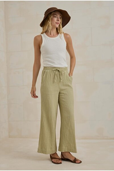 HEQA Muslin Wide Leg Pants Light Sage