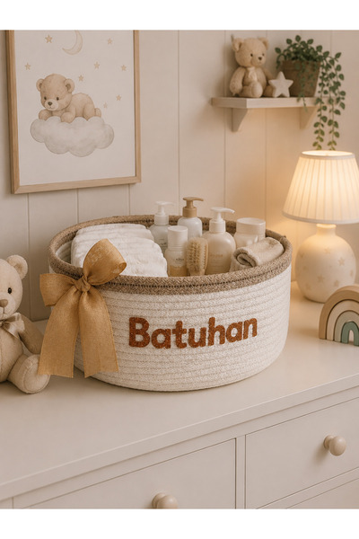 Secem Boutique İsimli bebek sepeti, kişiselleştirilmiş sepet, jüt sepet
