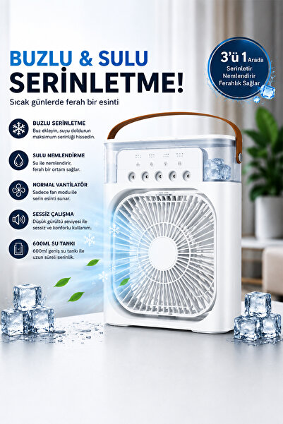 Happy Owl Masaüstü Mini Klima Fanı Buzlu Sulu Soğutucu Vantilatör 600 ML Su H...