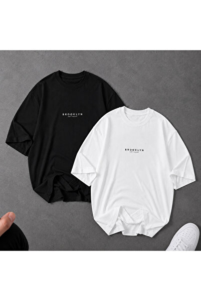 Jooy Company 2'li Avantaj Set Brooklyn JC Baskılı Oversize T-Shirt