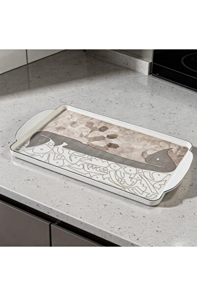 laverahome Ceramic Serving Tray High Art Design Brown Color |