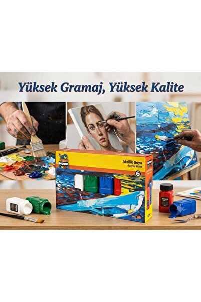 KayıkcıKırtasiye Nova Color 6 Renk 180 gr Akrilik boya