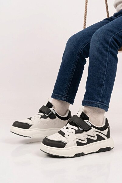 Cool Black and White Velcro Boys' Sneakers