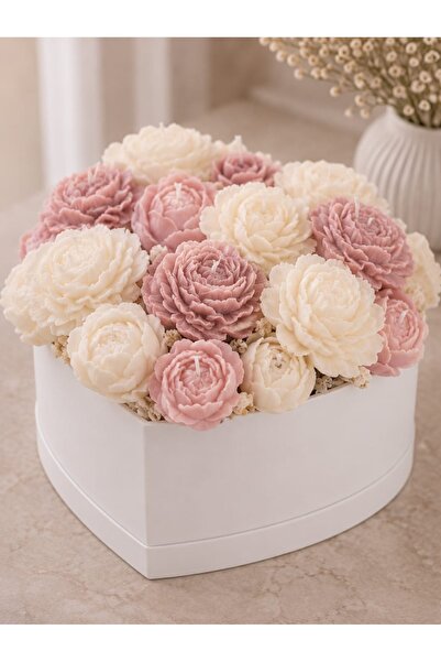 Yaratıcı sanatlar atölyesi Flower Bouquet Candle Set in a Gift Box Decorated ...