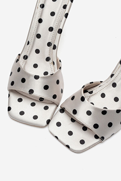 AleWomen White Satin Polka Dot Papi Women's Slippers with 8 cm Heel, Suitable...