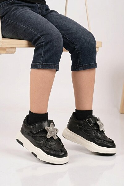 Cool Black Velcro Girls' Sneakers
