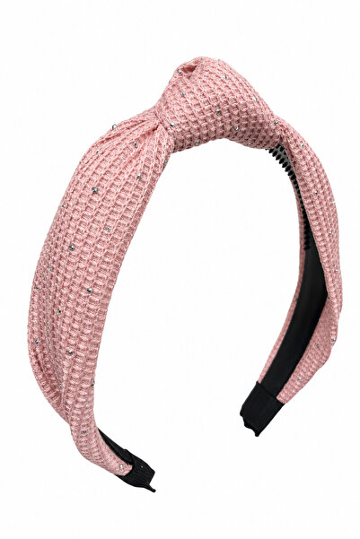Jack Ferrero Pink Knotted Stone Detailed Stylish Hair Band Women's Accessory