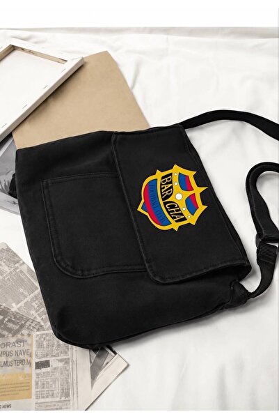 Minga London Black Barcha Printed Denim Messenger Bag