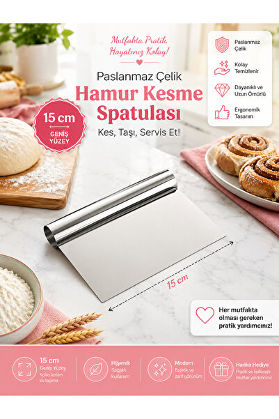 NAR ZÜCCACİYE Çelik Spatula Hamur Kazıyıcı Pasta Sıvama Aparatı 15 cm