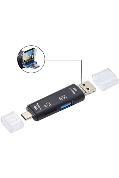 Yıldızan Msa Shop 5068 Otg 3 in 1 Type-C and Micro USB Tf Converter Converter...
