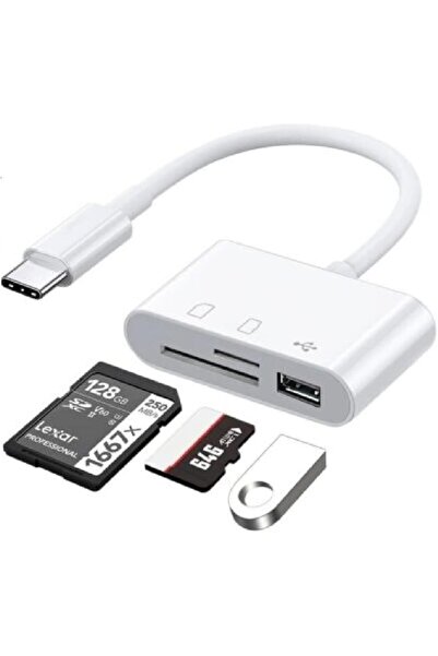 Yıldızan Edl Shop 5232 USB Type C to Sd Microsd Tf Card Reader USB 3in1 Conve...