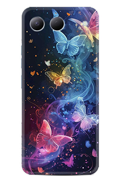 TECNO Spark 40 5G Uyumlu Kılıf Boutique Baskılı Resimli Neon Kelebekler Pcode...