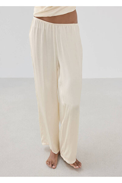 MANGO Woman Dantel detaylı saten pijama pantolon