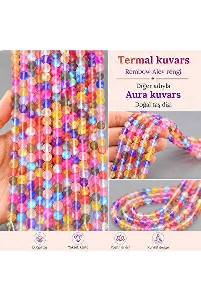 best bioenerji taş terapi Thermal Quartz Rainbow Natural Stone Strand – 8 mm ...