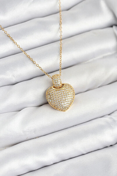 Marsilyan 316L Steel Chain Gold Color Zircon Stone Heart Women's Necklace Elk...