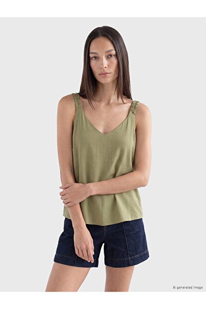 LC Waikiki Nevavm V-Neck Gathered Blouse with a Difference