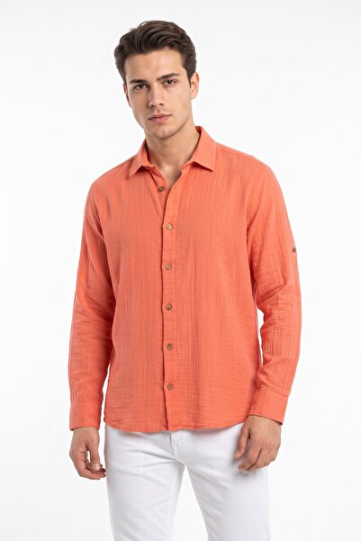 Mösyö Men's Breathable Muslin Fabric Long Sleeve Shirt Bgl-St05593