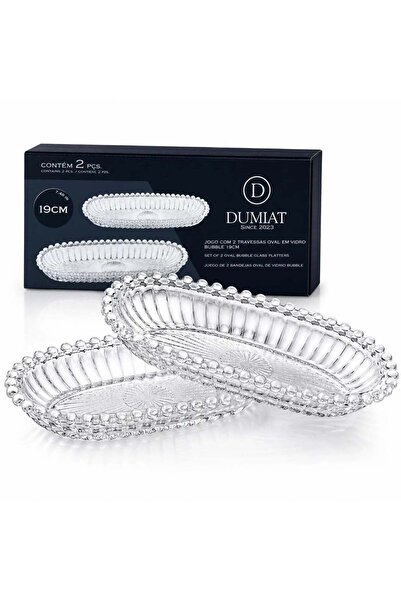 JML Platou Oval 19x8.5cm, din Sticlă 2/set, cu Margini Perlate, Transparent