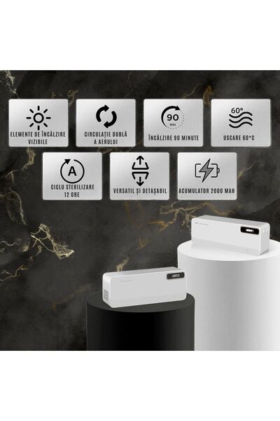 CZAY Suport Periute Dinti CZAY®,Sterilizare Antibacteriana UV,Functia de Uscare,Lumina Ambientala,7 Fante,Protectie Impotriva Iradiereii, Reincarcabil USB,Autonomie 30 Zile,Montare pe Perete fara Gauri