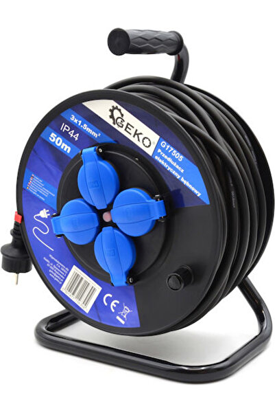 GEKO Cablu prelungitor impermeabil 3 x 1.5mm²/50m Negru Cod: G17505