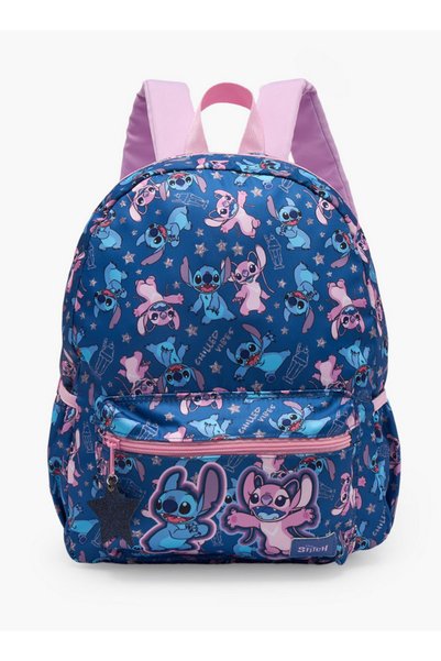 Disney Stitch and Angel Print Backpack for Girls 5-8 Years with Padded Should...