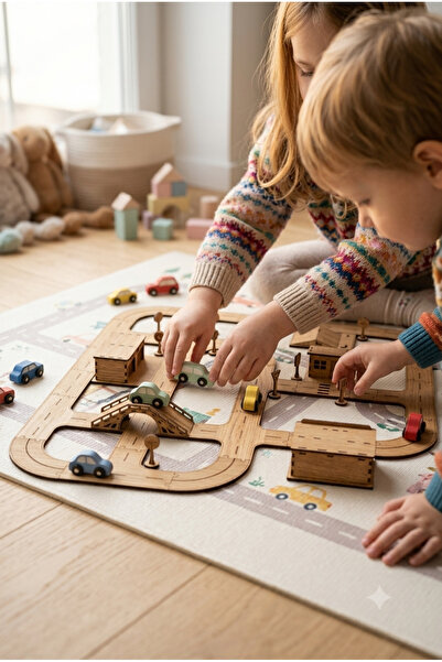 My Kids Room Wooden City Themed Puzzle Road Set – Interactive Playground for ...