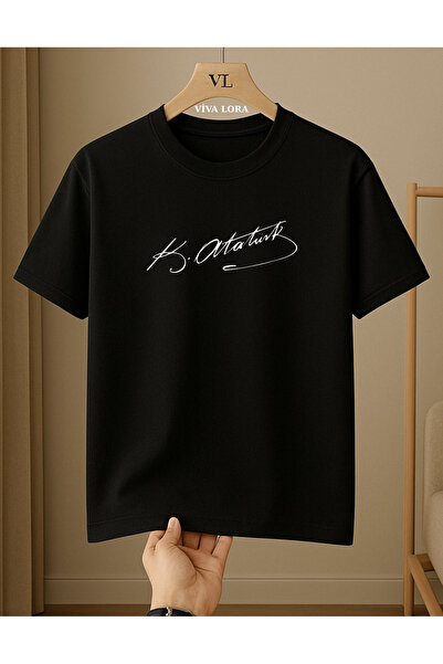VİVA LORA TRICOU UNISEX REGULAR CU GULER ROTUND, 100% BUMBAC, SEMNAT DE ATATURK
