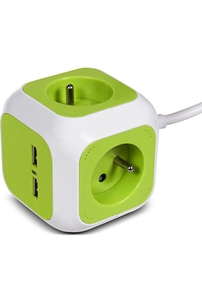 Green Blue PowerCube 4 Prize cu 2 porturi USB-A și cablu de 1.4m Verde Cod: G...