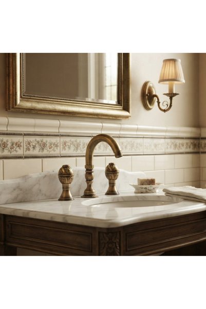 titanium design Nostalji Mermerden Ankastre Lavabo Bataryası