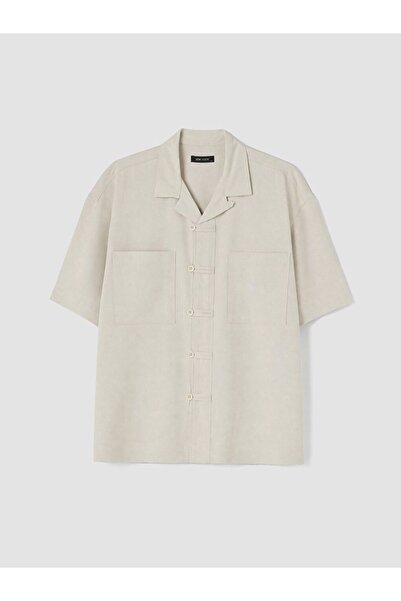 LC Waikiki Lcw Vision Ecru Loose Fit Men's Shirt