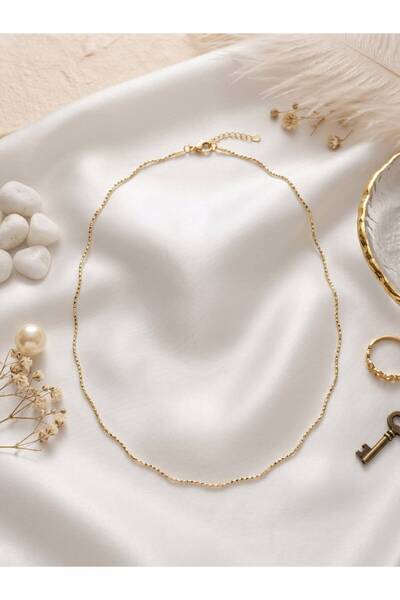 Çi & Sİ Luxury Accessory XUPİNG Işıltılı İnce Doku Zincir Kolye