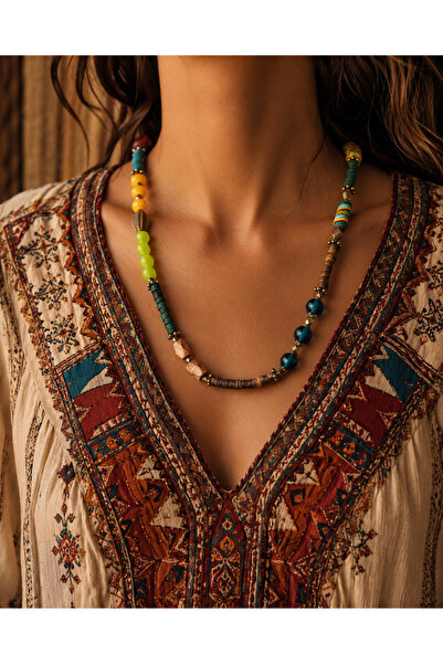HER ŞEY NOTA www.herseynota.com Calista Bohemian Natural Stone Bead Necklace ...