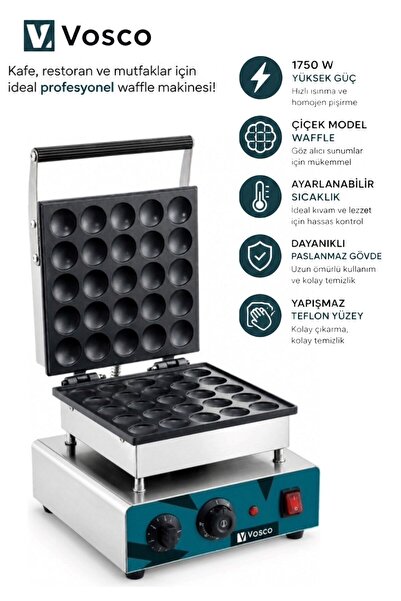 vosco Ev, Kafe, Restoran ve İşletmeler İçin İdeal Profesyonel Çiçek Waffle Ma...