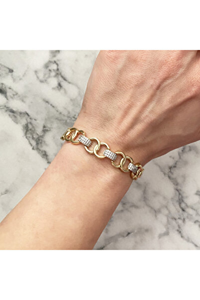 GOX Xuping Double Color Stone Detailed Hoop Chain Bracelet