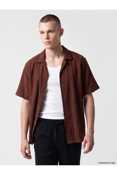 LC Waikiki Nevavm Relax Fit Linen Blend Men's Shirt with Difference