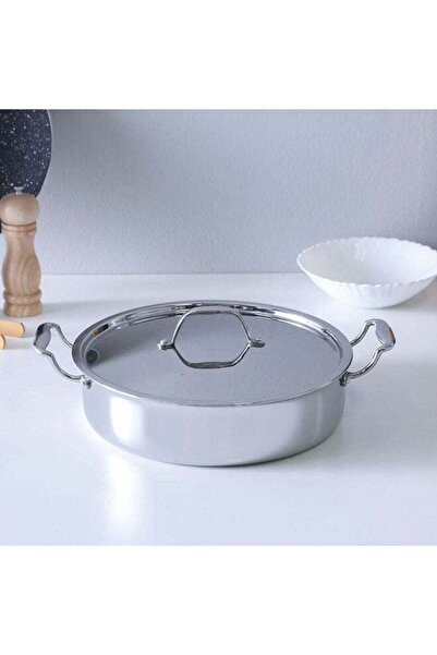 Danube Home Celina Stainless Steel Shallow Pot With Lid 2.5Mm Multipurpose So...