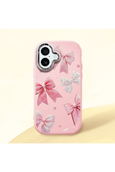 PATTERNOVA iPhone 16 Uyumlu Büyük fiyonk minimalist kılıf, nazik kız tam kapl...
