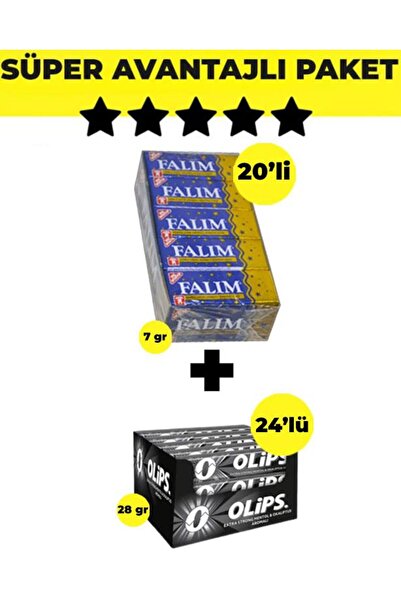 Falım Damla Aromalı Sakız (5'li x 20 Adet)- Olips Keskin Mentol 24'lü Paket (...