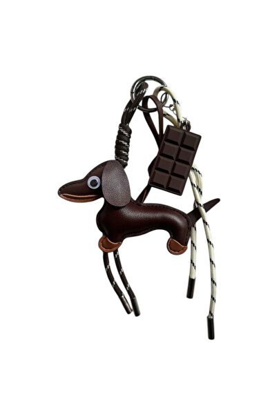 OEM Dachshund dog shaped key Keychain , eco- Leather , with chocolate bar