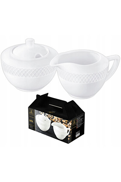 WILMAX ENGLAND Set Zaharnita 340 ml si Cremiera 280 ml, Portelan alb, Diamond...